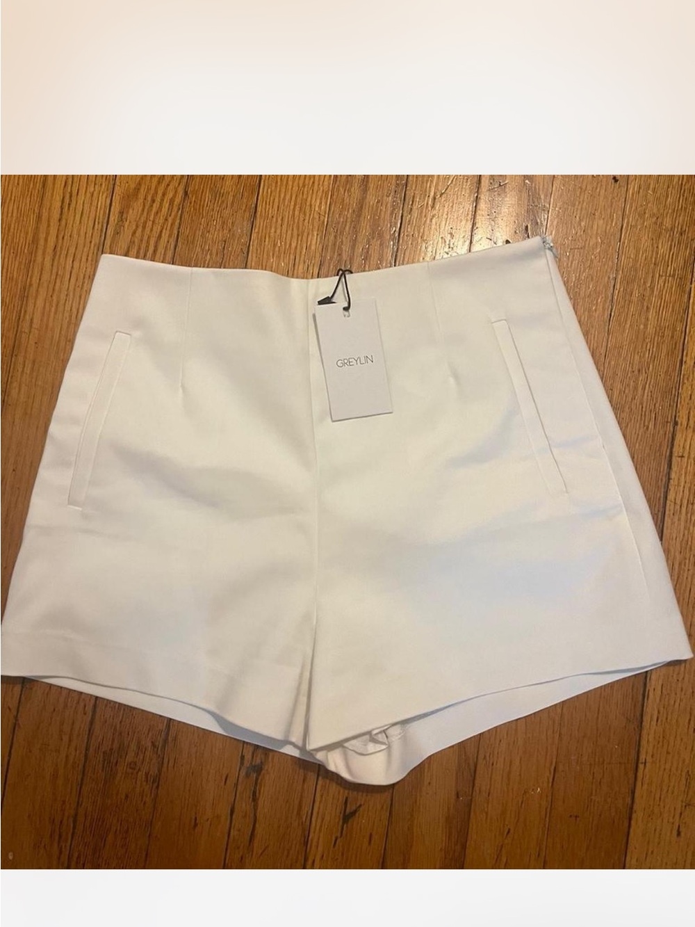 Greylin White High-Rise Tailored Bermuda Shorts